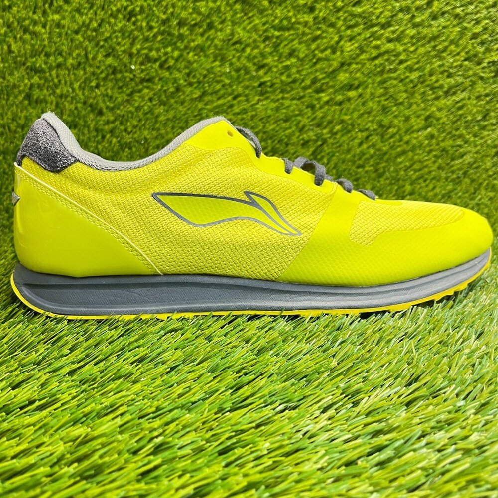 Li-Ning Mens Size 11.5 Yellow Gray Athletic Running Walking Shoes Sneakers